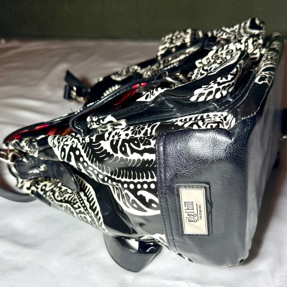 Gigi Hill black and white Paisley Back-Pack Tote - Picture 8 of 11